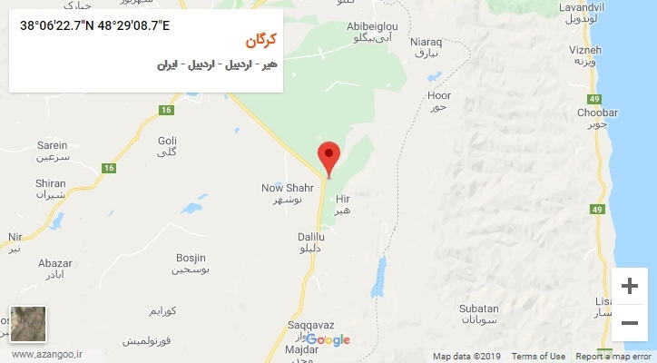 روستای کرگان بر روی نقشه