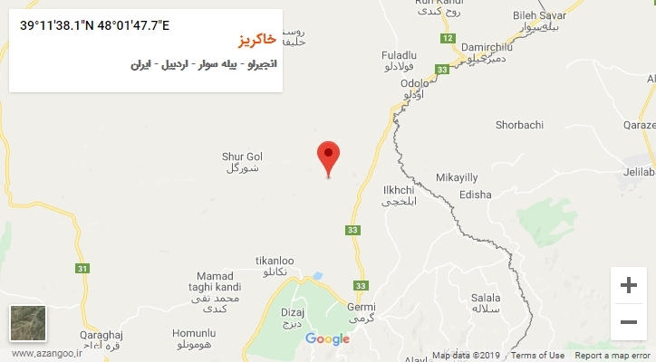 روستای خاکریز بر روی نقشه