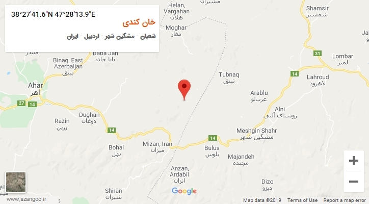 روستای خان کندی بر روی نقشه