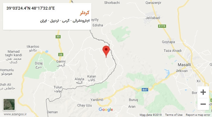 روستای کردلر بر روی نقشه