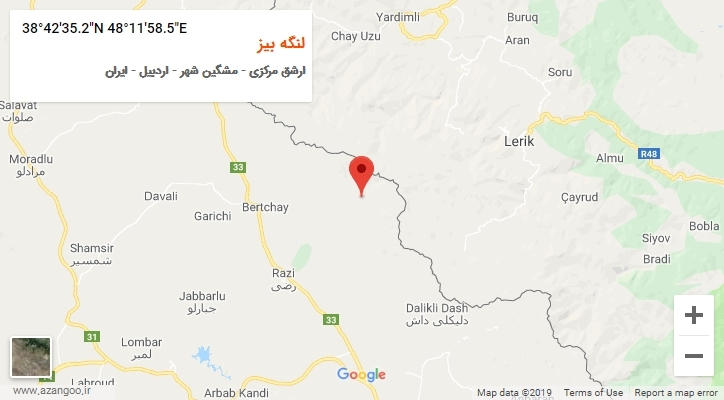 روستای لنگه بیز بر روی نقشه