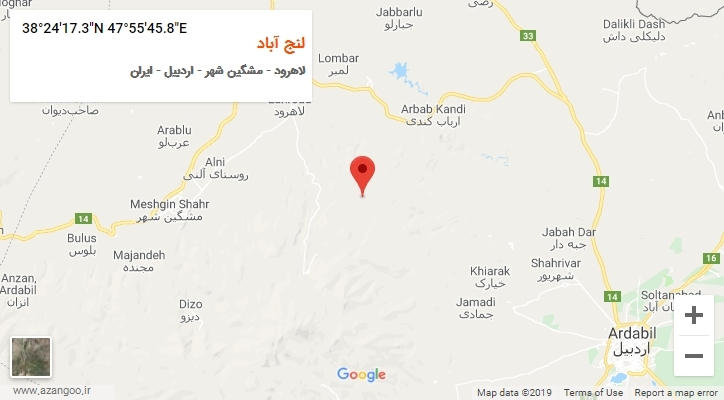 روستای لنج آباد بر روی نقشه