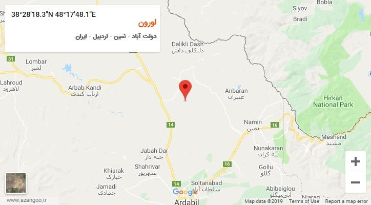 روستای لورون بر روی نقشه