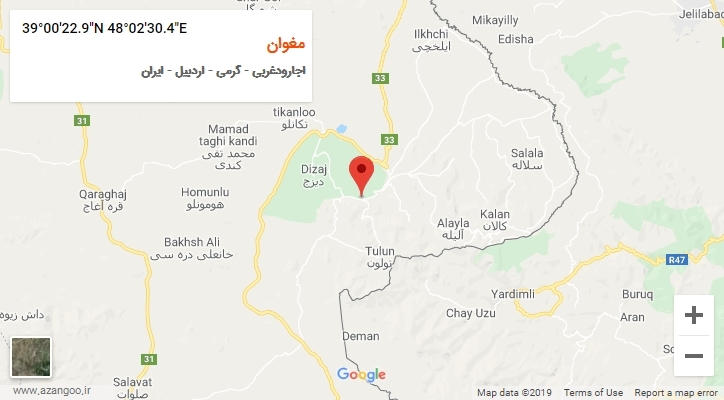 روستای مغوان بر روی نقشه