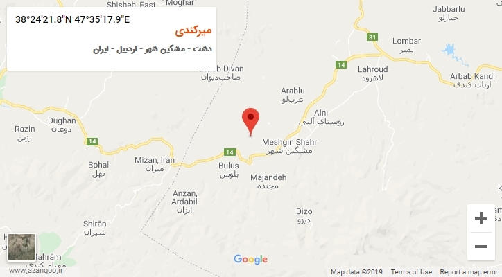 روستای میرکندی بر روی نقشه