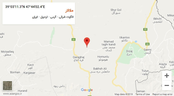 روستای ملالار بر روی نقشه