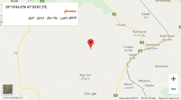 روستای محمدلو بر روی نقشه