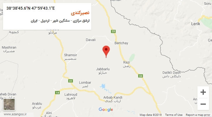 روستای نصیرکندی بر روی نقشه
