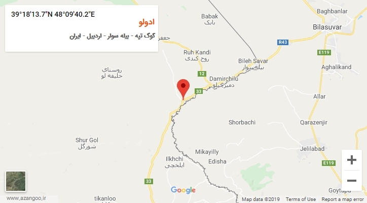 روستای ادولو بر روی نقشه