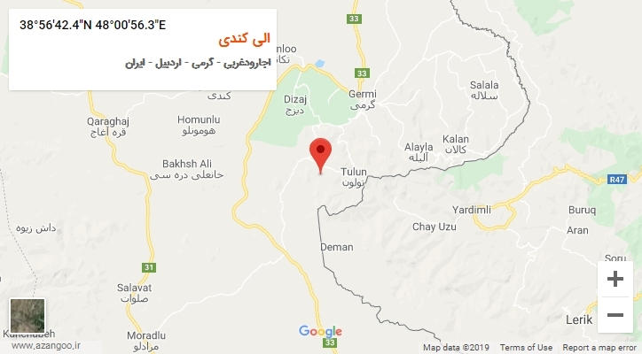 روستای الی کندی بر روی نقشه
