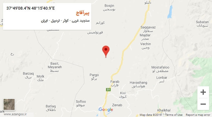 روستای پیرآقاج بر روی نقشه