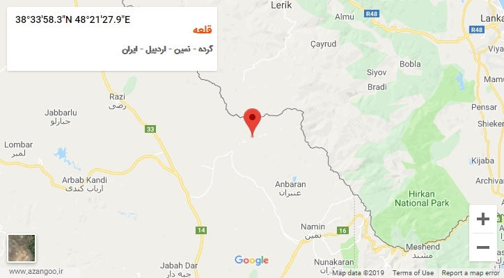 روستای قلعه بر روی نقشه