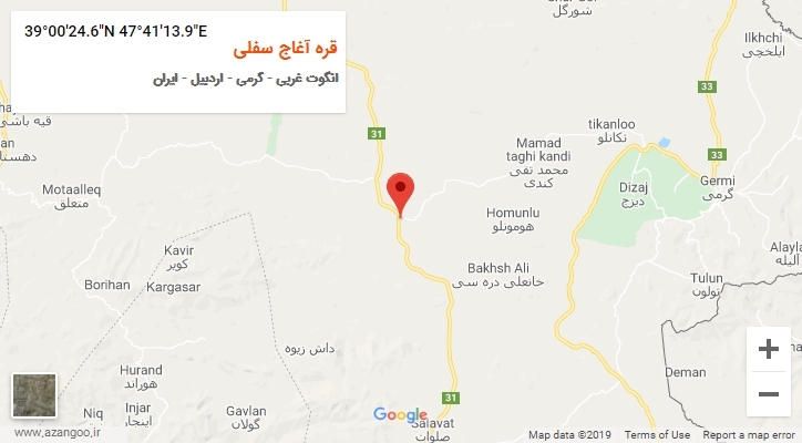 روستای قره آغاج سفلی بر روی نقشه