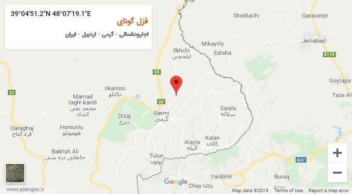 روستای قزل گونای بر روی نقشه