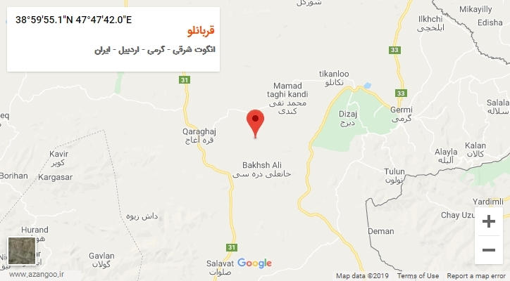 روستای قربانلو بر روی نقشه