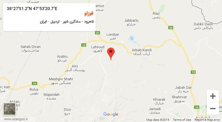 روستای قوزلو بر روی نقشه