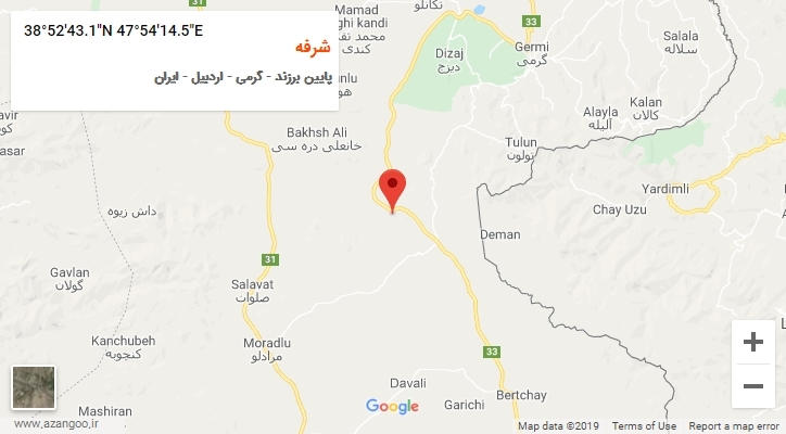 روستای شرفه بر روی نقشه