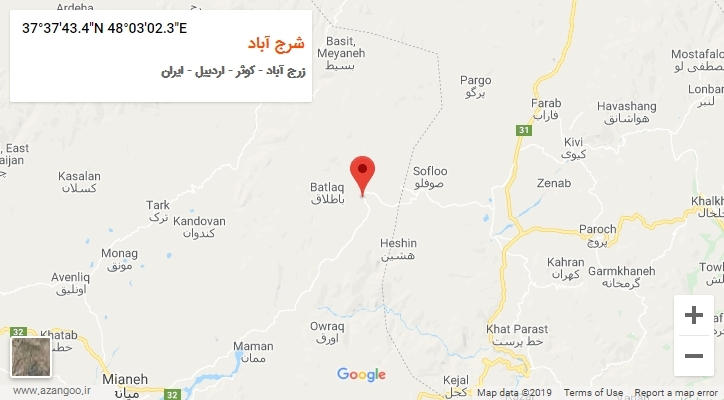 روستای شرج آباد بر روی نقشه