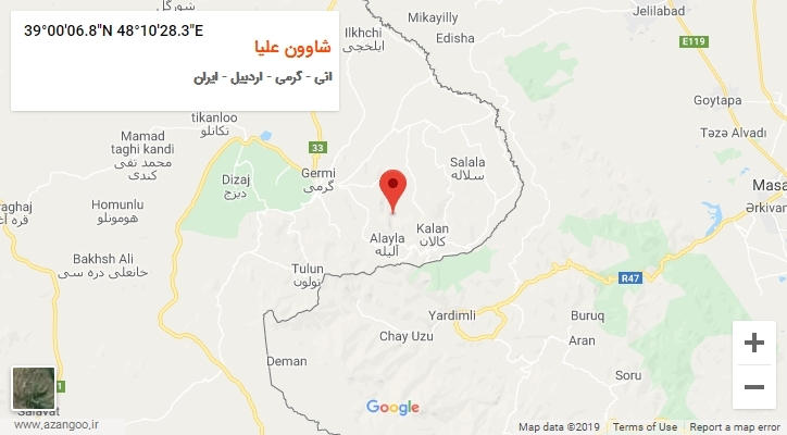 روستای شاوون علیا بر روی نقشه