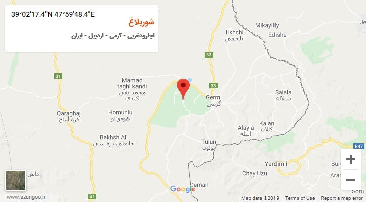 روستای شوربلاغ بر روی نقشه