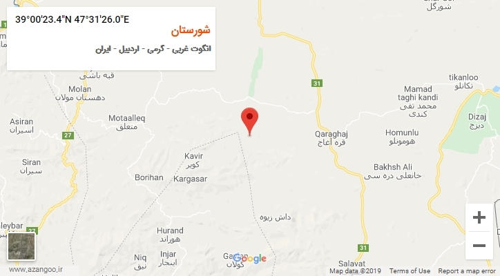 روستای شورستان بر روی نقشه