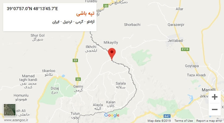 روستای تپه باشی بر روی نقشه