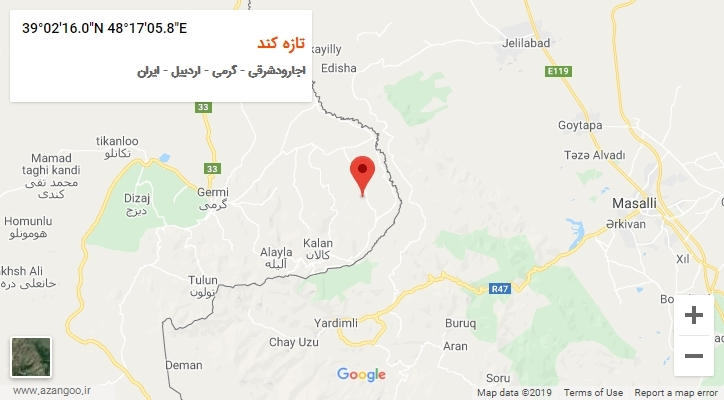 روستای تازه کند بر روی نقشه