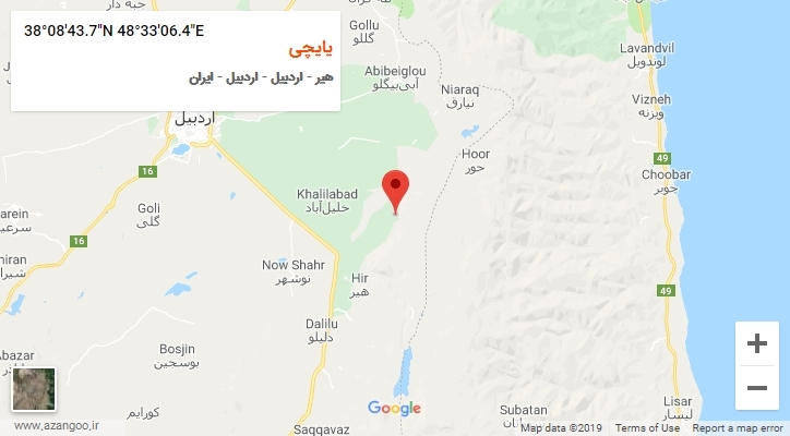 روستای یایچی بر روی نقشه