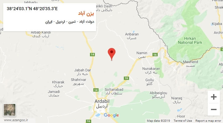 روستای یزن آباد بر روی نقشه