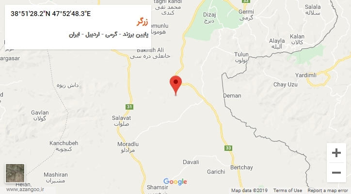 روستای زرگر بر روی نقشه