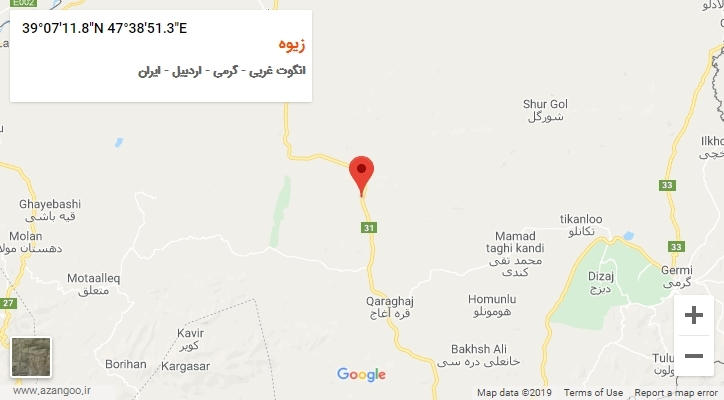 روستای زیوه بر روی نقشه