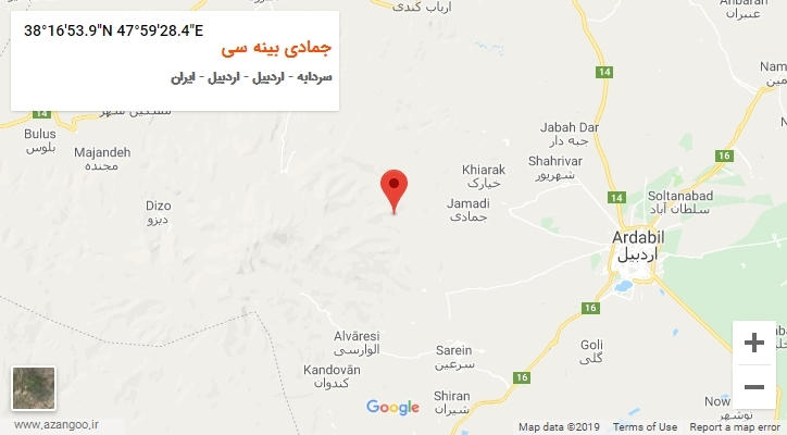 روستای جمادی بینه سی بر روی نقشه