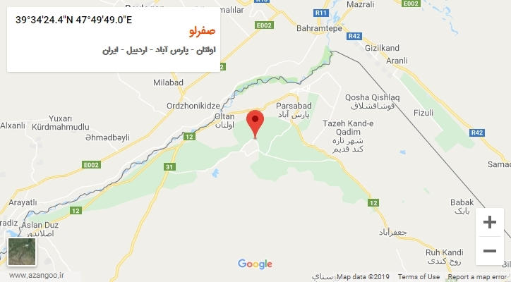 روستای صفرلو بر روی نقشه