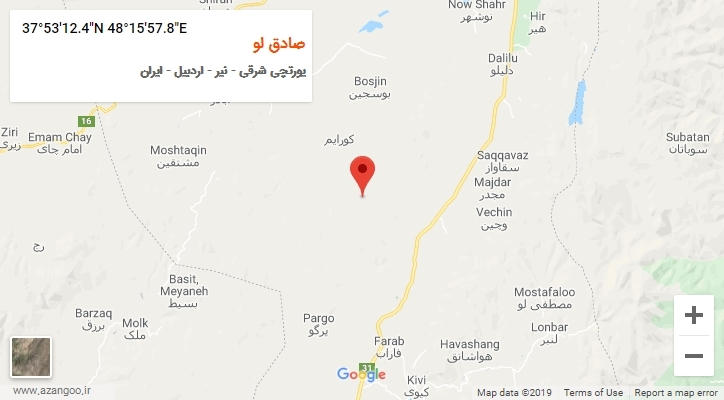 روستای صادق لو بر روی نقشه