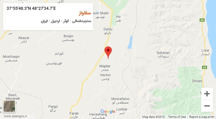 روستای سقاواز بر روی نقشه