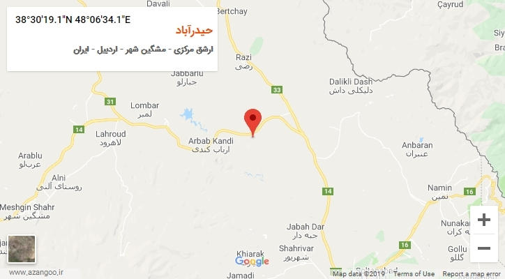 روستای حیدرآباد بر روی نقشه