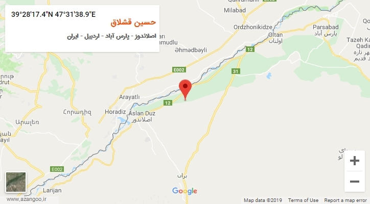 روستای حسین قشلاق بر روی نقشه