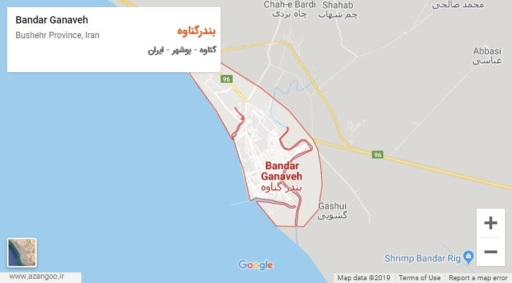 شهر بندرگناوه بر روی نقشه