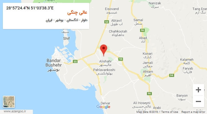 روستای عالی چنگی بر روی نقشه