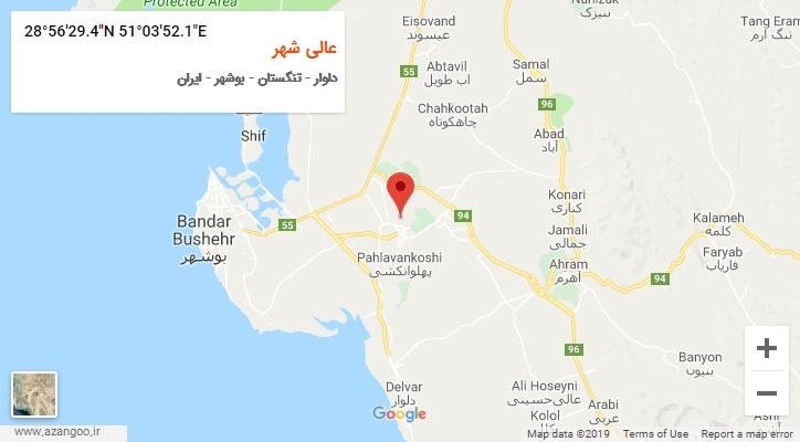 روستای عالی شهر بر روی نقشه