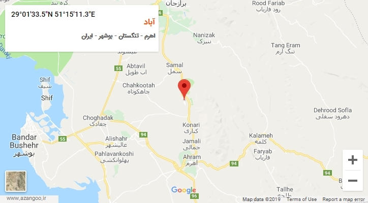 روستای آباد بر روی نقشه