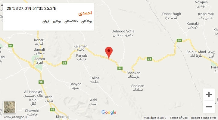 روستای احمدی بر روی نقشه