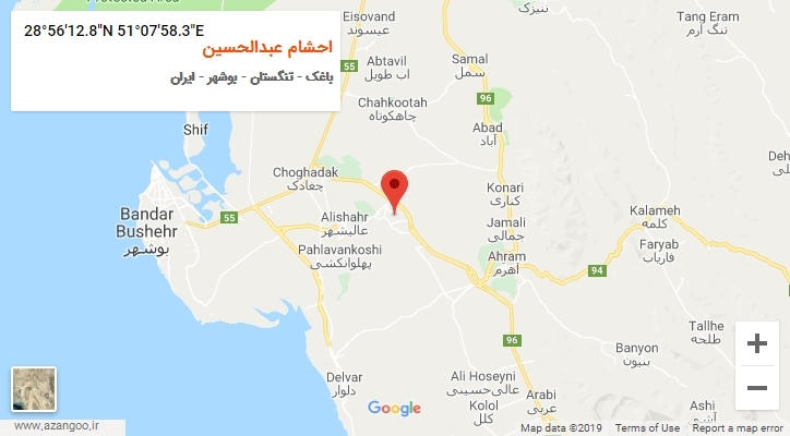 روستای احشام عبدالحسین بر روی نقشه