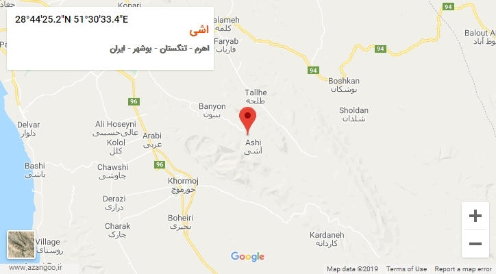 روستای اشی بر روی نقشه