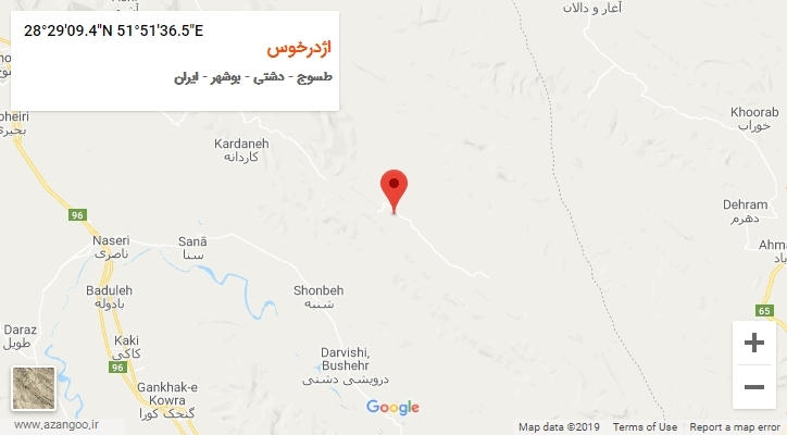 روستای اژدرخوس بر روی نقشه