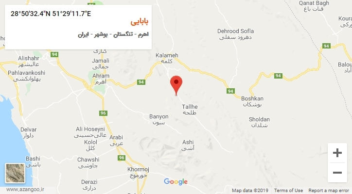 روستای بابایی بر روی نقشه