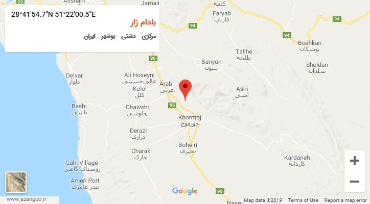 روستای بادام زار بر روی نقشه
