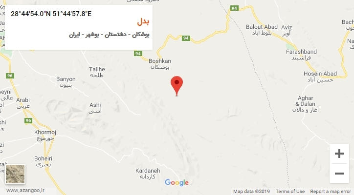 روستای بدل بر روی نقشه