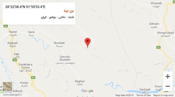 روستای بن بید بر روی نقشه