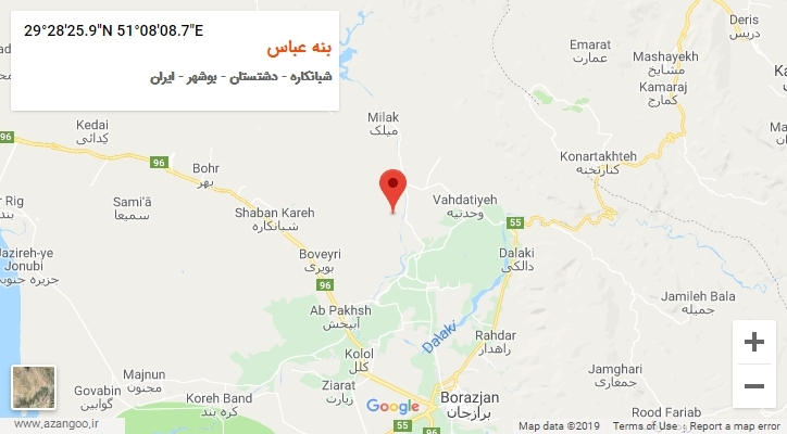روستای بنه عباس بر روی نقشه